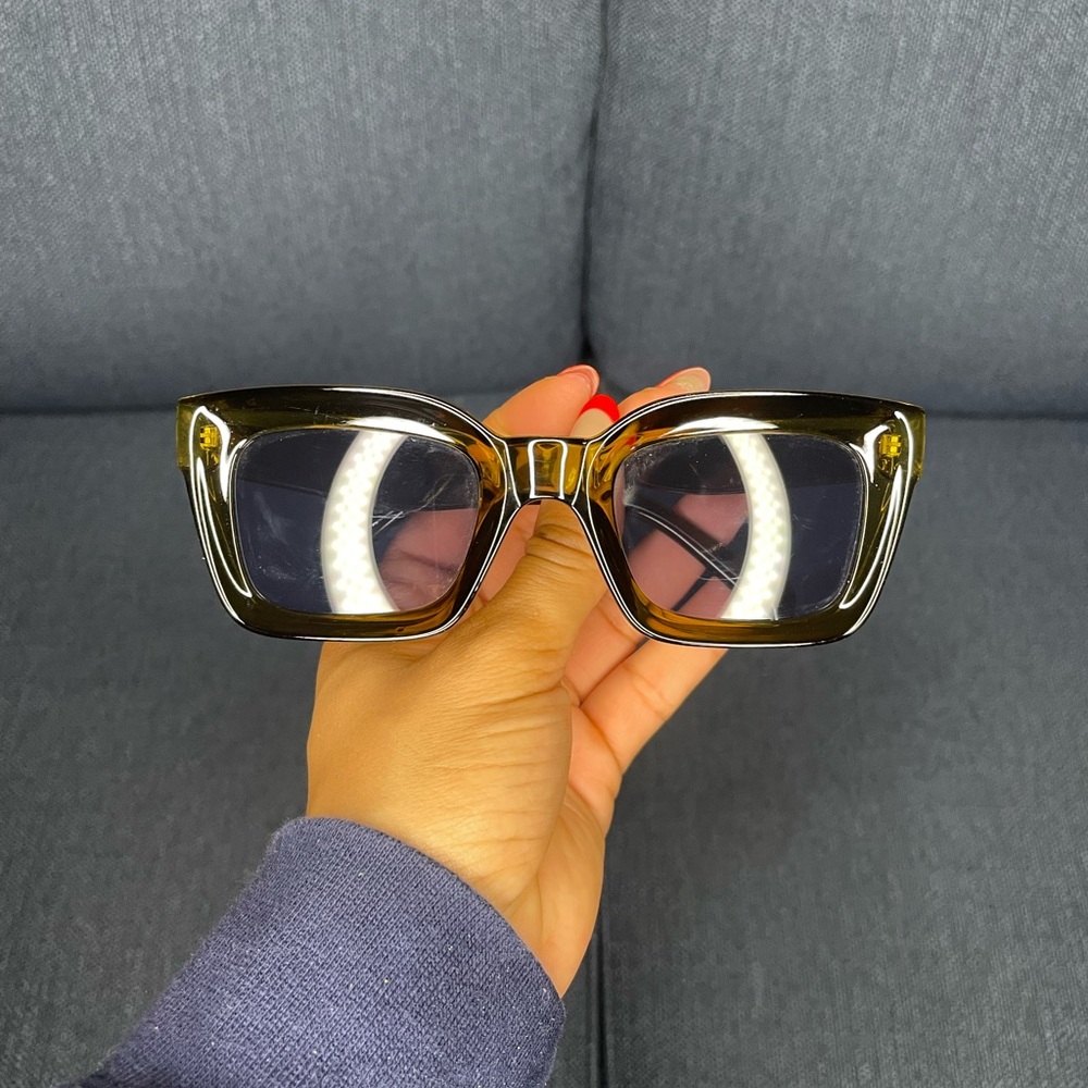 Clear Green Square Sunglasses